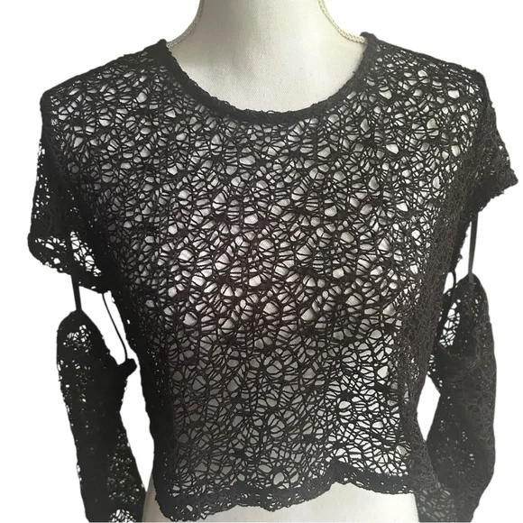 Forever 21 Black Mesh Cropped Top - Picture 4 of 7
